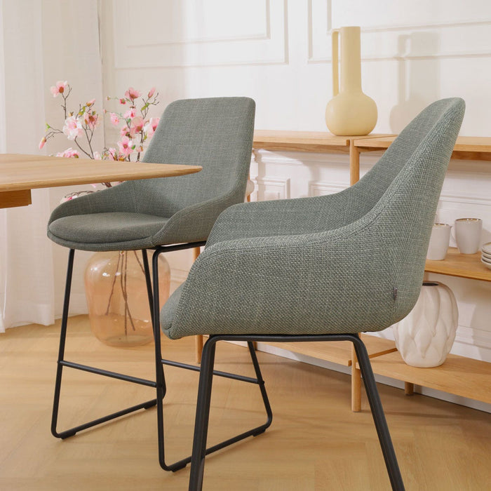 Nolon Nino-Mae Barkruk Saliegroen - met Armleuning - Zwart - 65 cm