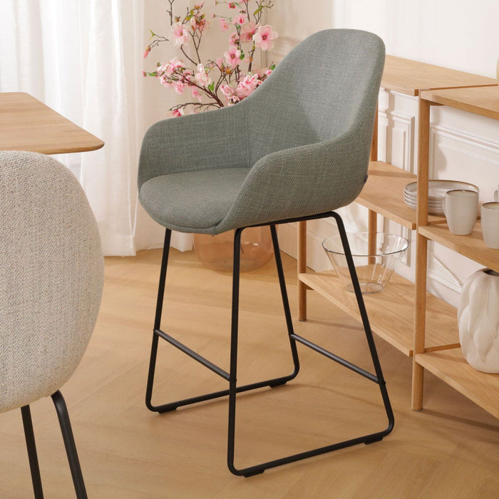 Nolon Nino-Mae Barkruk Saliegroen - met Armleuning - Zwart - 65 cm