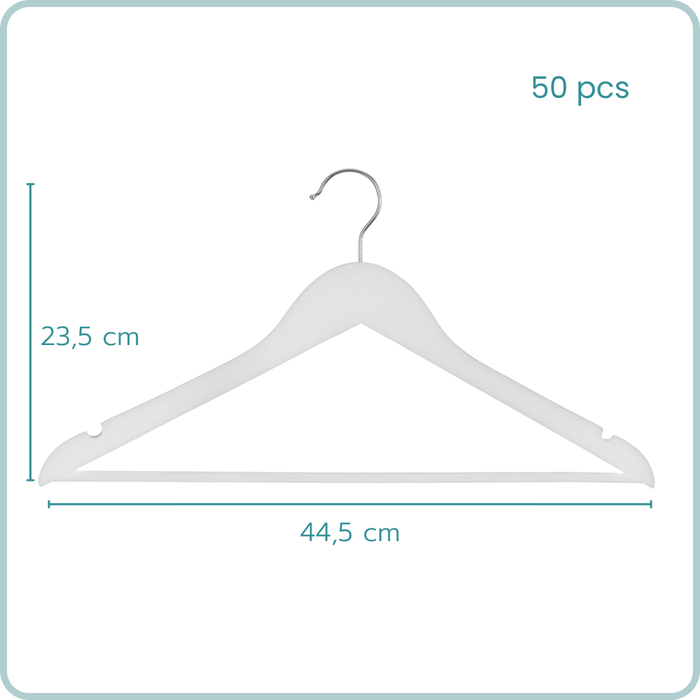 Nordix Kledinghangers Set 50 stuks Wit Hout Kleerhangers