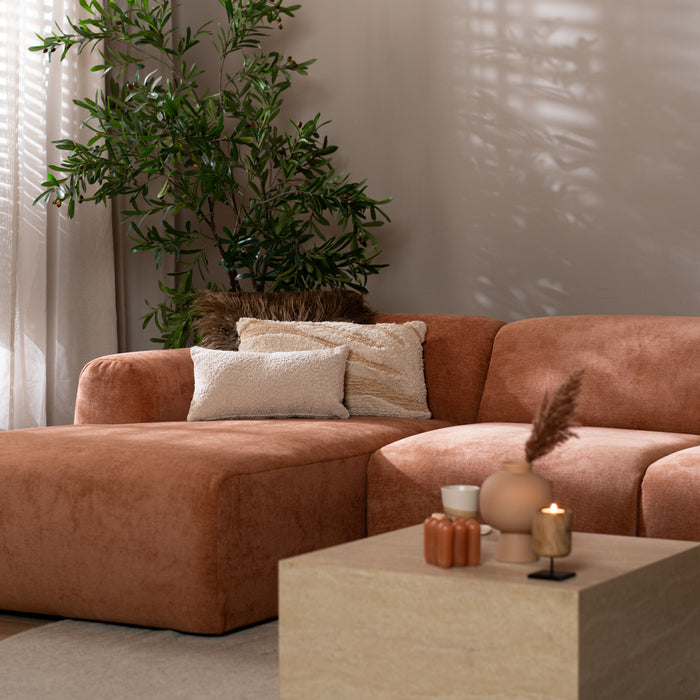 Bronx71 Hoekbank Maine gemêleerde stof terracotta links