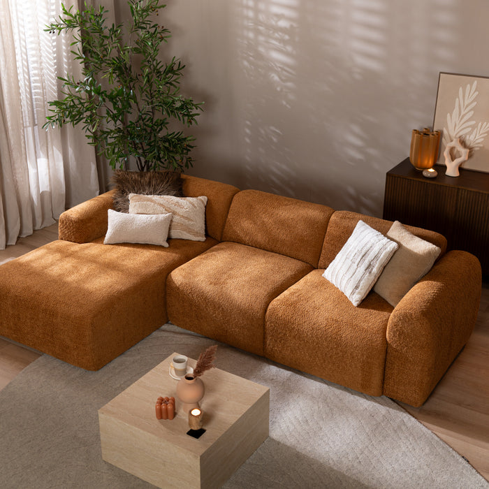 Bronx71 Hoekbank Maine bouclé stof terracotta links