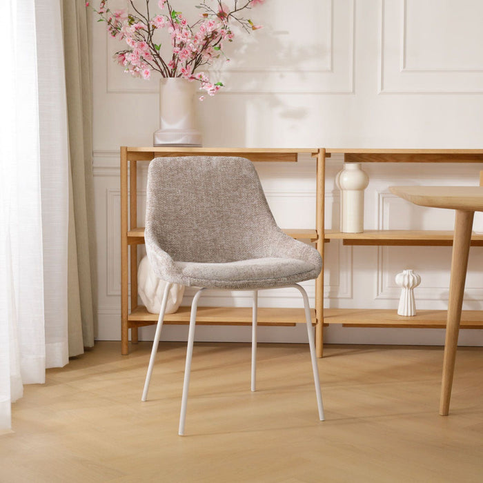 Nolon Nora-Isa Eetkamerstoel Bruin - Stof - Wit Onderstel