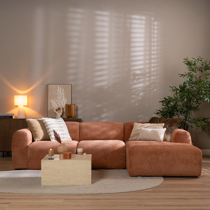 Bronx71 Hoekbank Maine gemêleerde stof terracotta rechts