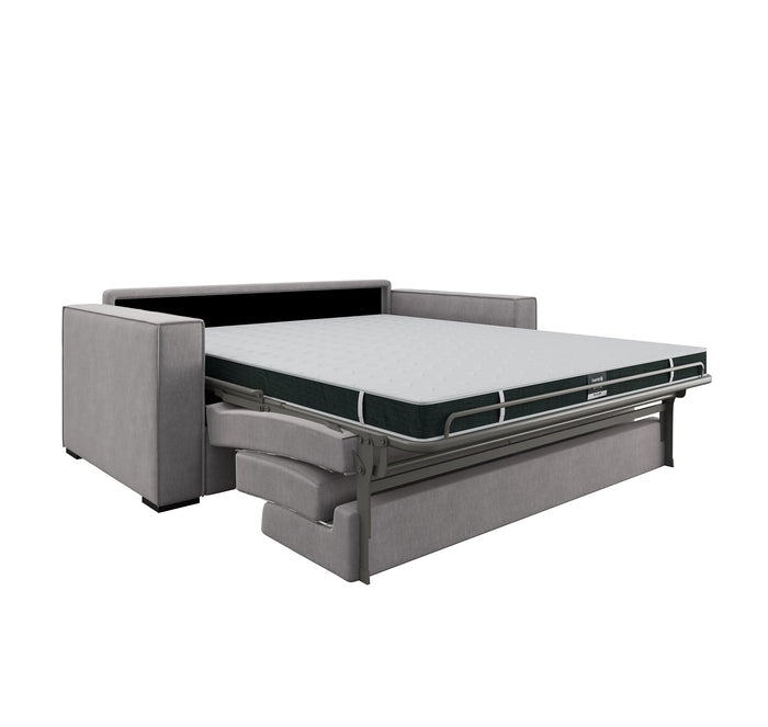 Slaapbank met lichtgrijs fluwelen matras 160cm