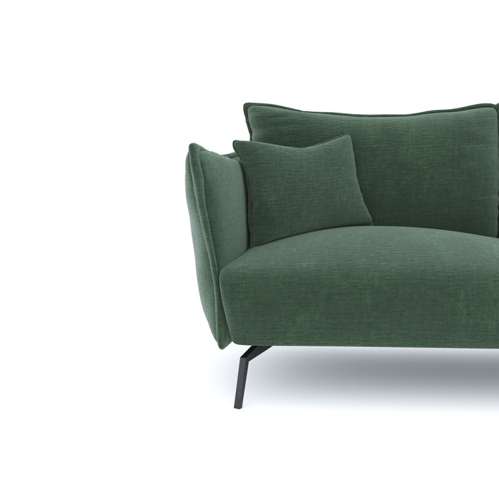 Fluwelen hoekbank met smaragdgroen patroon rechts