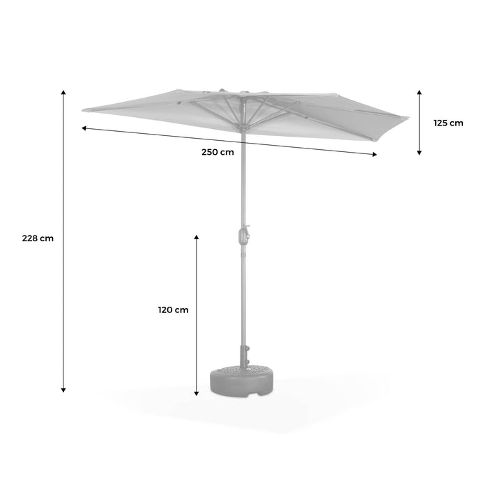 sweeek - Halve parasol voor balkon 2,5m met centrale mast