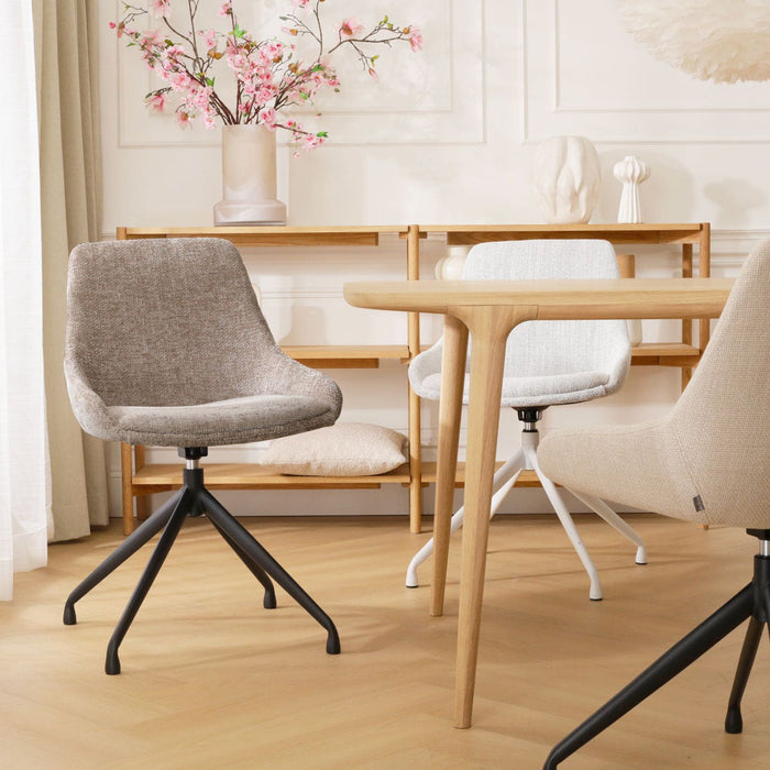 Nolon Nola-Isa Eetkamerstoel Bruin - Draaibaar Wit Onderstel