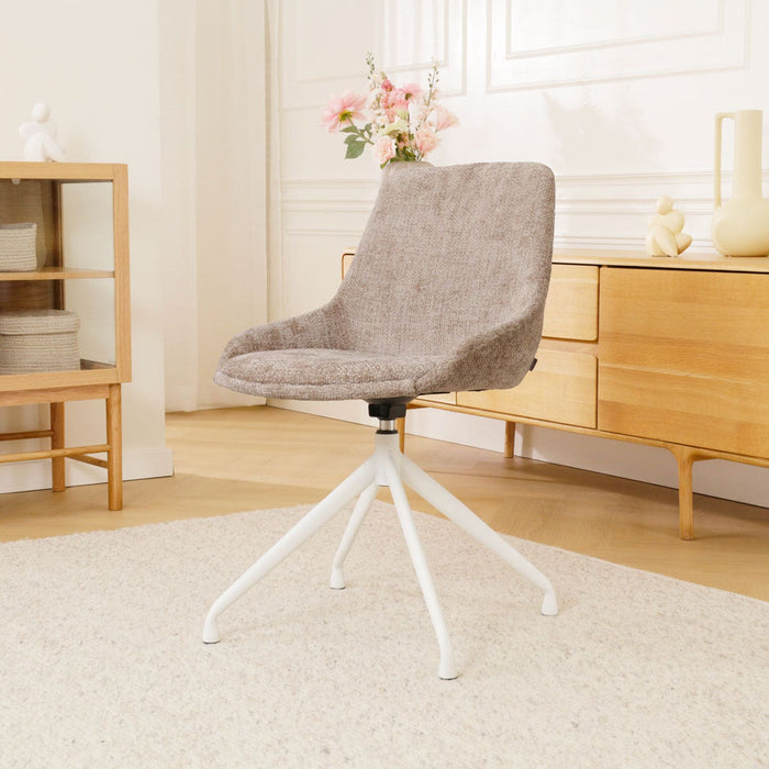 Nolon Nola-Isa Eetkamerstoel Bruin - Draaibaar Wit Onderstel