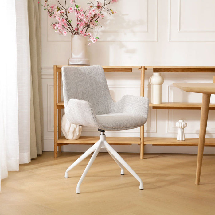 Nolon Nola-Eef Eetkamerstoel Beige Gemêleerd - Draaibaar Wit Onderstel