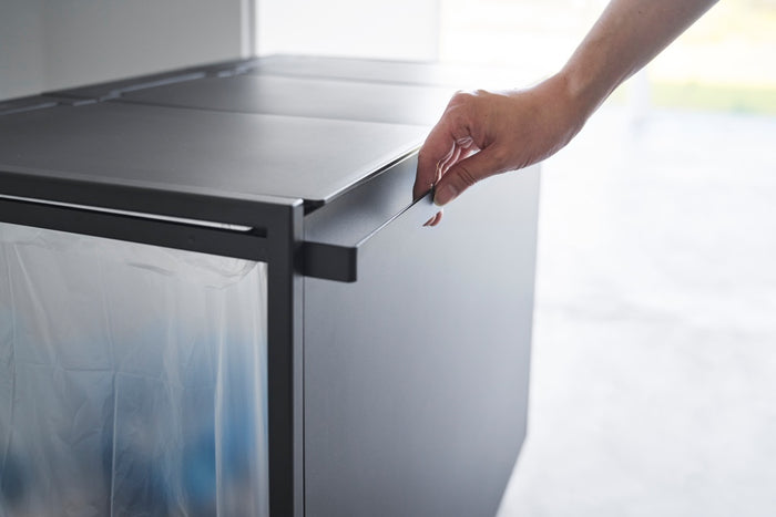 Yamazaki Afvalscheidingsprullenbak met wielen - 3 comp - Tower - Zwart