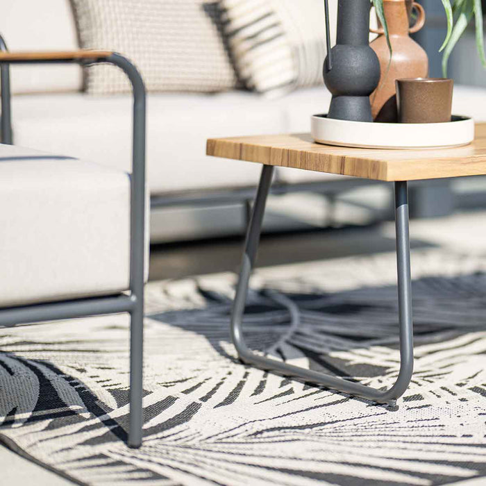 Lisboa loungeset - 4-delig - carbon black - teak look