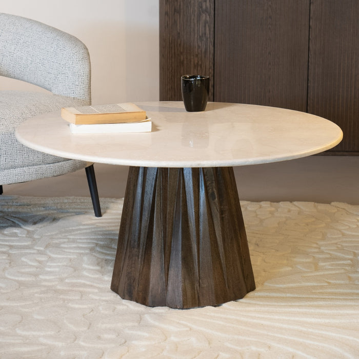 Giga Meubel - Salontafel Rond 75cm - Marmer|Mangohout - Faiza