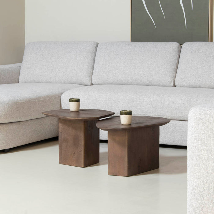 Giga Meubel - Salontafel Bruin - Set Van 2 - 70x60x35cm - Jinte