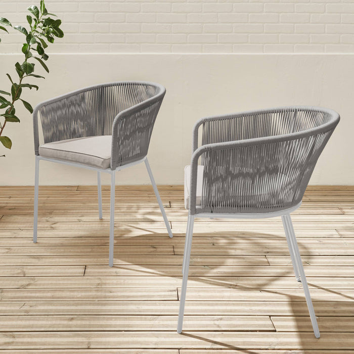 sweeek - Tuinstoel van touw en gegalvaniseerd staal (set van 2)