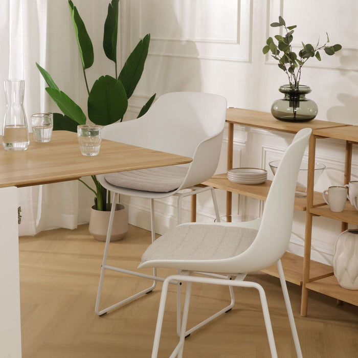 Nolon Nino-Liv Barkruk Wit - Beige Kussen - Wit Frame - 75 cm