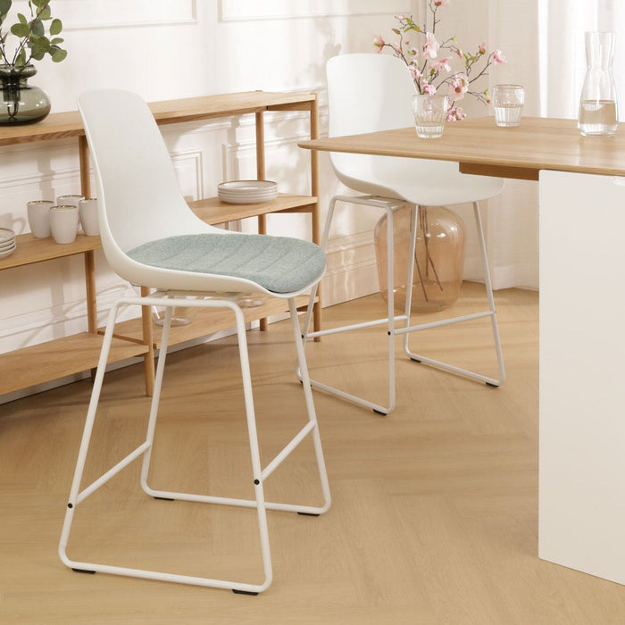 Nolon Nino-Liv Barkruk Wit - Zachtgroen Kussen - Wit Frame - 75 cm