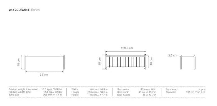 Avanti eetbank 129,5 Thermo Ash|Olive Green