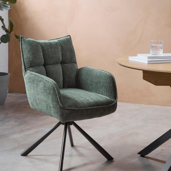 Giga Living - Eetkamerstoel Donkergroen Stof - Select Marilla - Set van 2