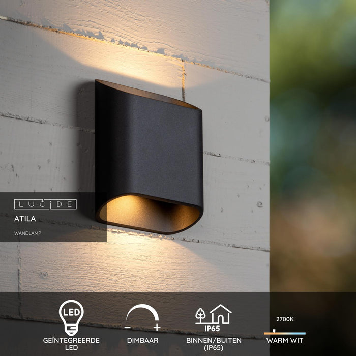 Lucide ATILA Wandlamp - Zwart