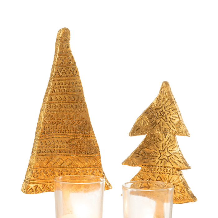 J-Line kaarshouder Kerstboom - kunststof - goud - large