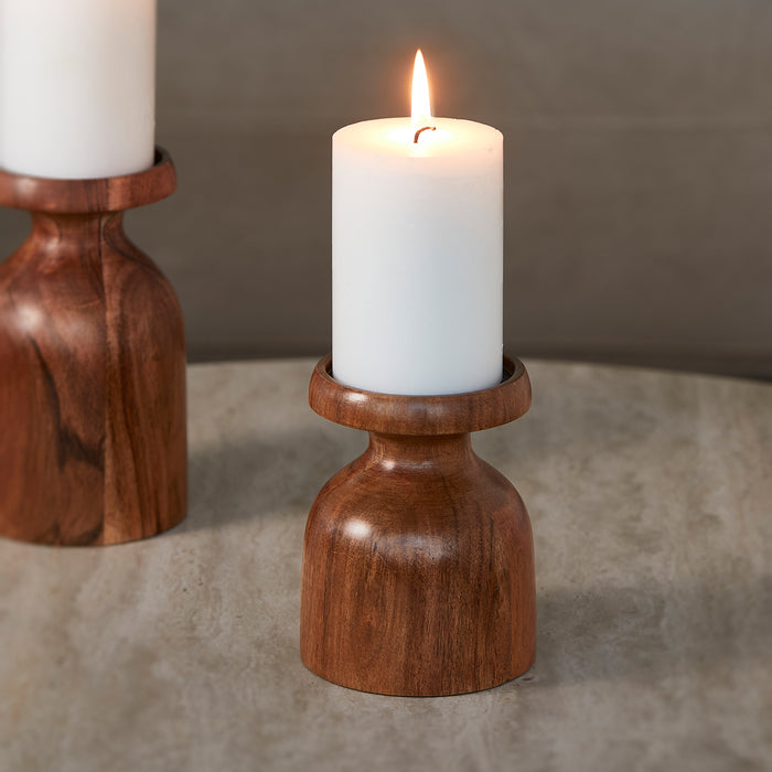 Riviera Maison Kandelaar Bruin - Jake Kaarsenhouder maat S - Hout