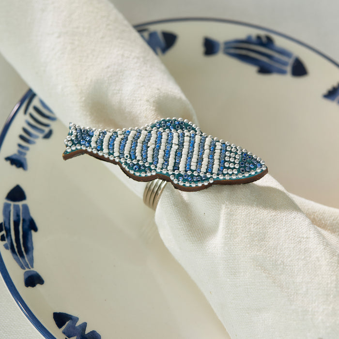 Riviera Maison Servetring Blauw, Wit - Como Catch Tafelring