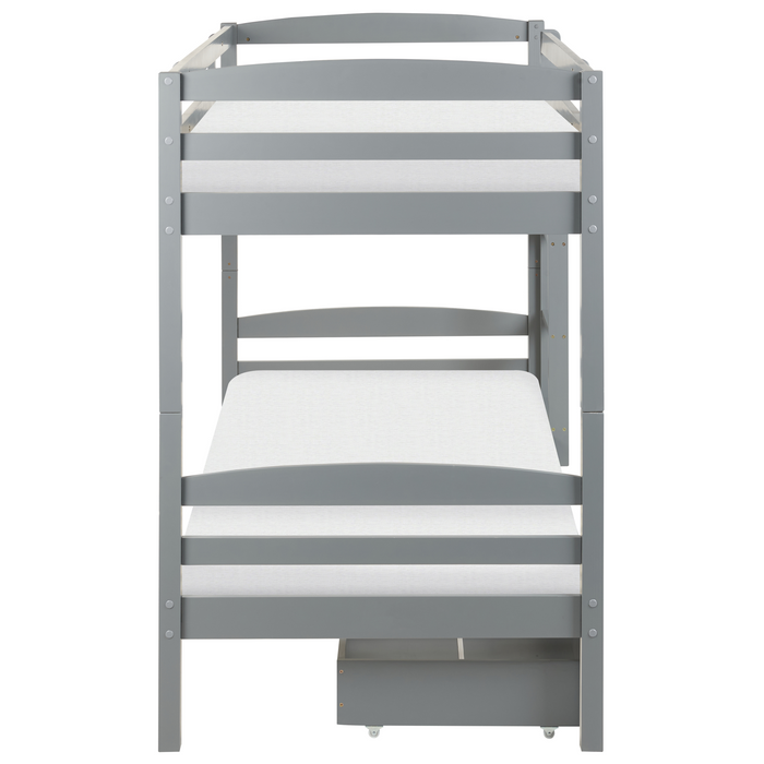 Beliani-REGAT-Stapelbed met opbergruimte-Grijs-90 x 200-Grenenhout