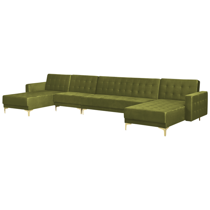 Beliani - ABERDEEN - Bank U-vormig - Olijfgroen - 6 persoons - Fluweel