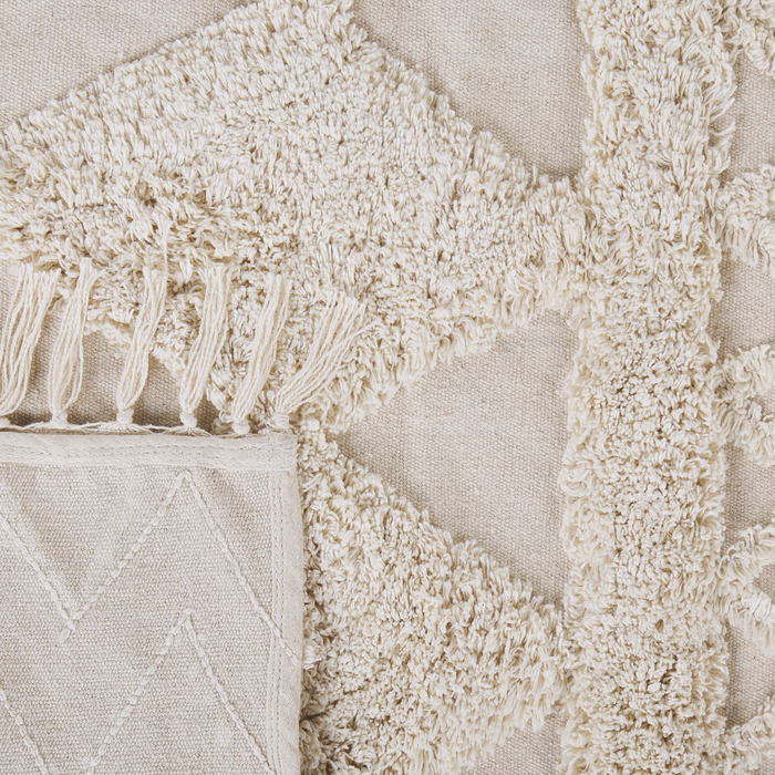 Beliani - DIDIM - Laagpolig vloerkleed - Beige - 160 x 230 cm - Katoen