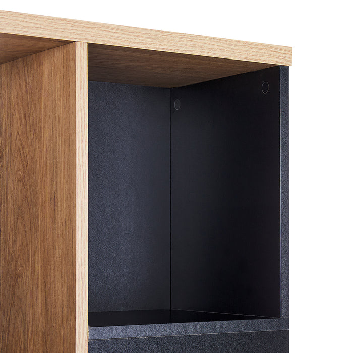 Beliani - BANGOR - Boekenkast - Lichthout|Zwart - MDF