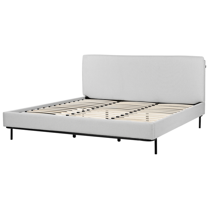 Beliani-CORIO-Tweepersoonsbed-Lichtgrijs-180 x 200 cm-Polyester