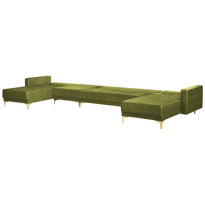 Beliani - ABERDEEN - Bank U-vormig - Olijfgroen - 6 persoons - Fluweel