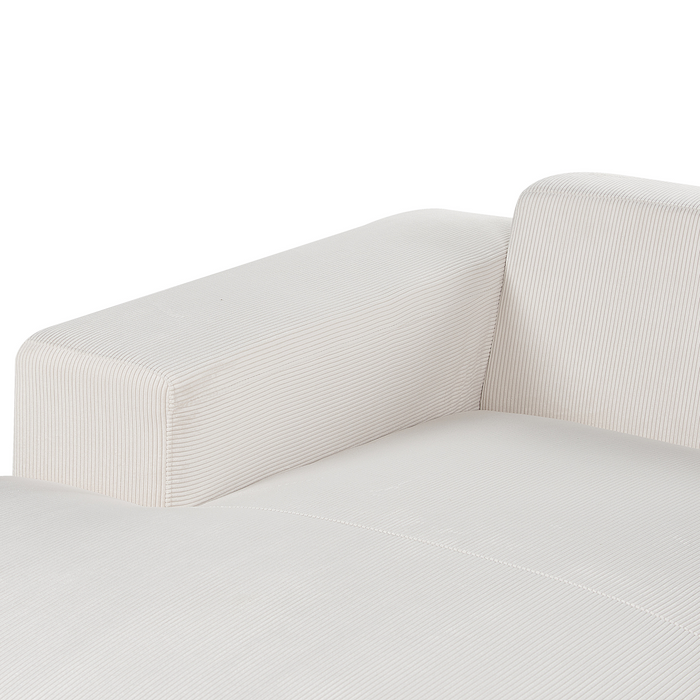 Beliani-LUNGO-Hoekbank-Gebroken wit-Rechterzijde-285 cm-Corduroy