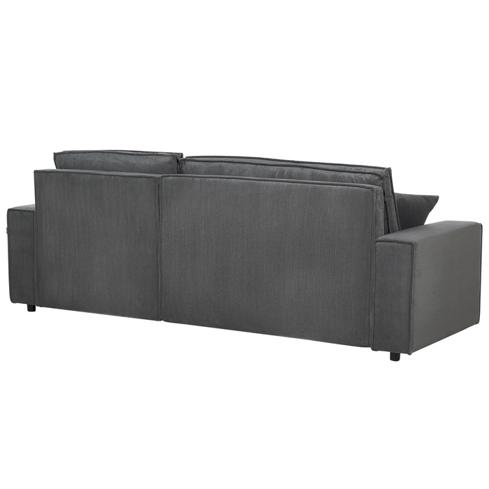 Beliani - ABACKA - Slaapbank - Grafietgrijs - Linkszijdig - Corduroy