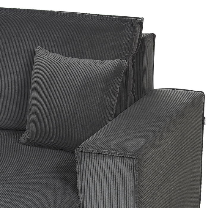 Beliani - ABACKA - Slaapbank - Grafietgrijs - Linkszijdig - Corduroy