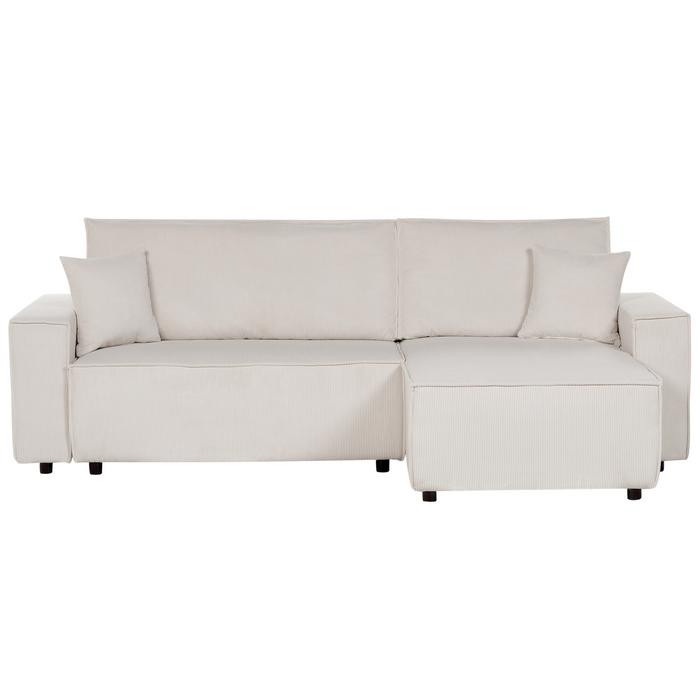 Beliani - ABACKA - Slaapbank - Gebroken wit - Linkszijdig - Corduroy