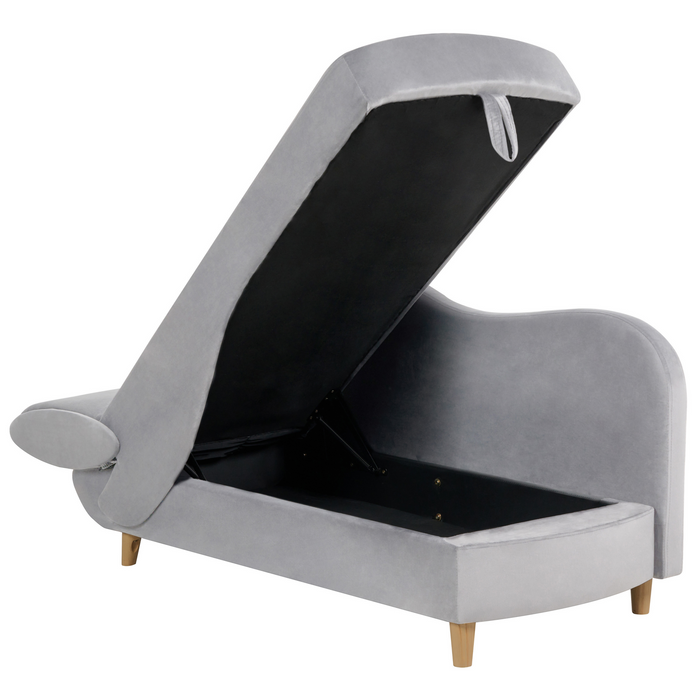 Beliani-MERI II-Chaise longue opberg-Lichtgrijs-Linkerzijde-Fluweel