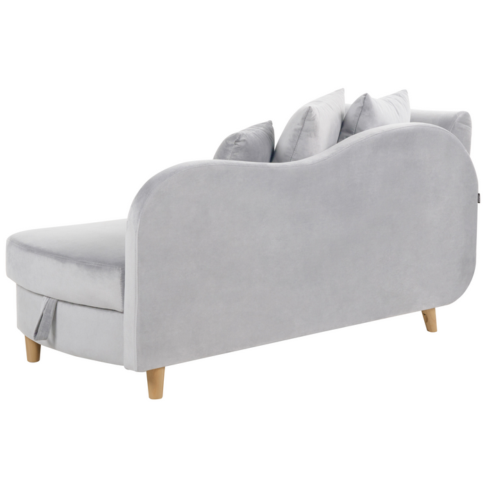 Beliani-MERI II-Chaise longue opberg-Lichtgrijs-Linkerzijde-Fluweel