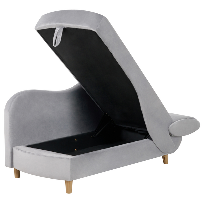 Beliani-MERI II-Chaise longue opberg-Lichtgrijs-Rechterzijde-Fluweel