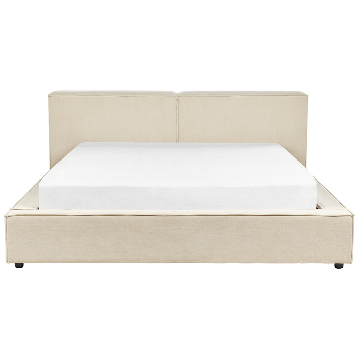 Beliani - LINARDS - Bed - Beige - 180 x 200 cm - Corduroy