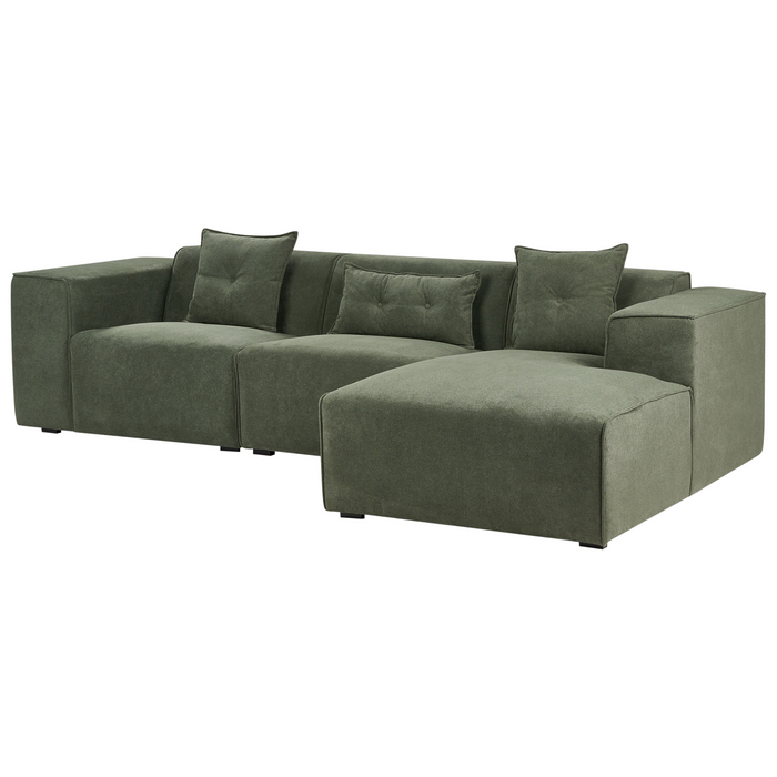 Beliani - DOLVA - Hoekbank - Donkergroen - Linkerzijde - Chenille