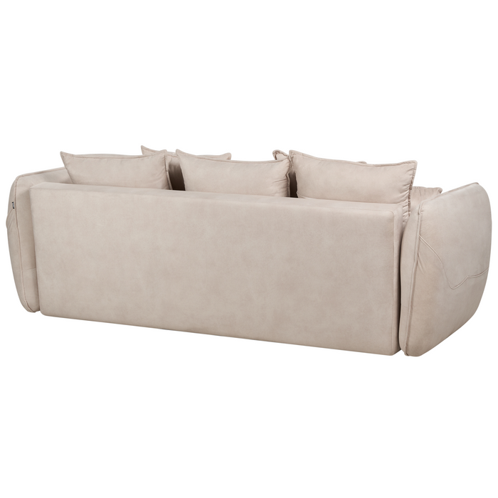 Beliani - VALLANES - Slaapbank met opbergruimte - Lichtbeige - Fluweel