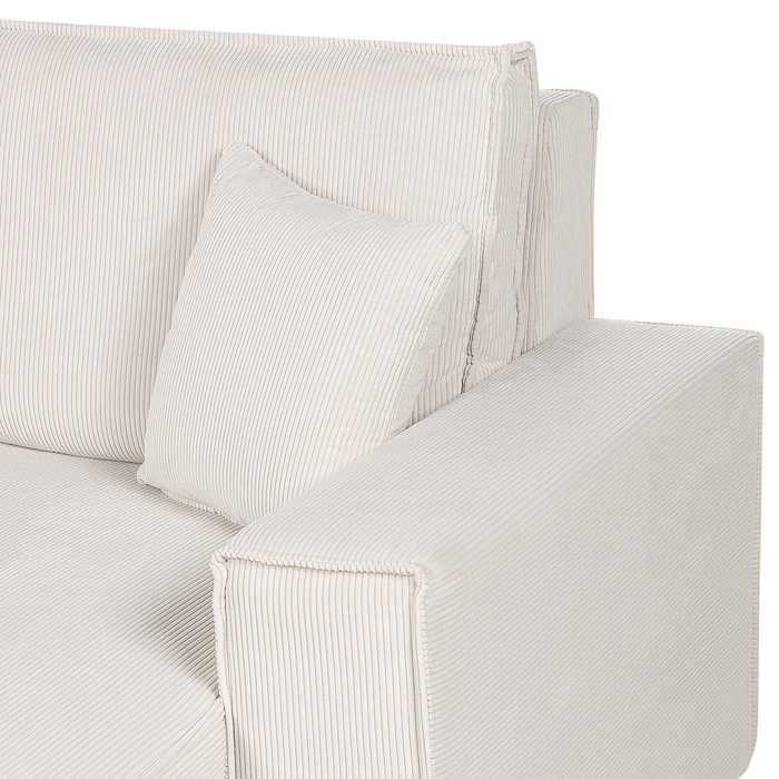 Beliani - ABACKA - Slaapbank - Gebroken wit - Linkszijdig - Corduroy