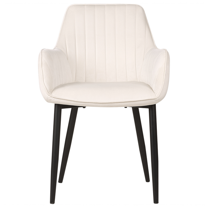 Beliani - WELLSTON - Eetkamerstoel set van 2 - Gebroken wit - Fluweel