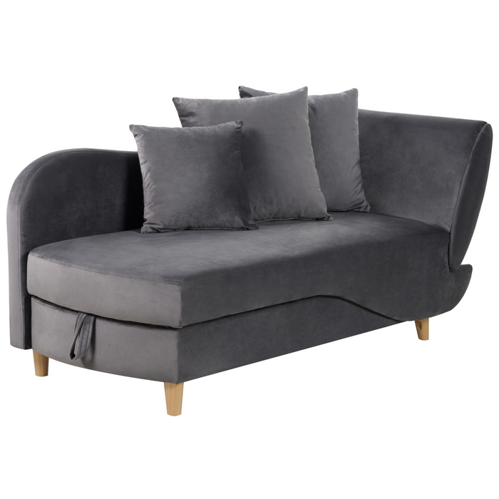 Beliani-MERI II-Chaise longue opberg-Donkergrijs-Rechterzijde-Fluweel