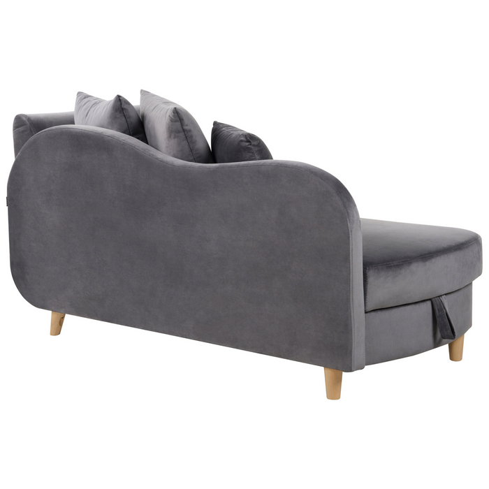 Beliani-MERI II-Chaise longue opberg-Donkergrijs-Rechterzijde-Fluweel