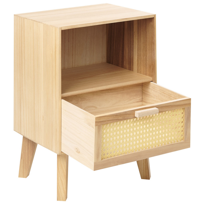 Beliani - SENEY - Nachtkastje - Lichtbruin - Paulowniahout