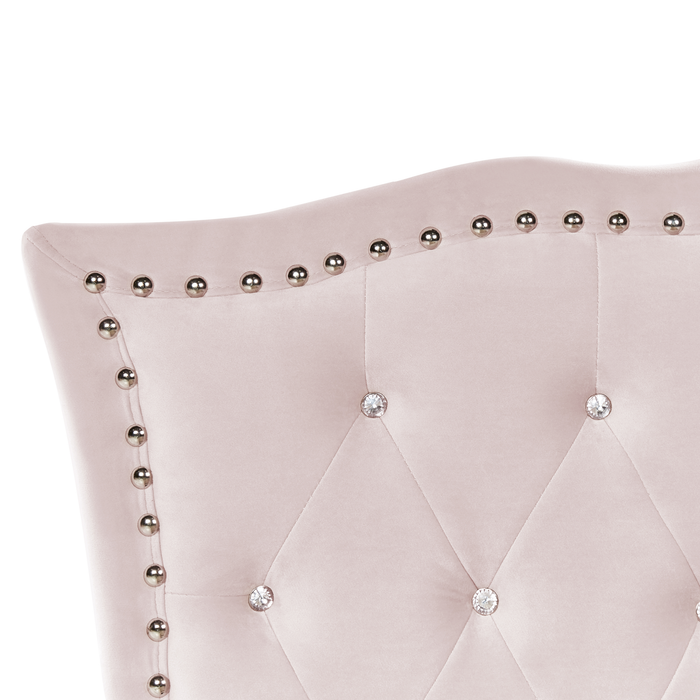 Beliani - METZ - Eenpersoonsbed - Pastelroze - 90 x 200 cm - Fluweel