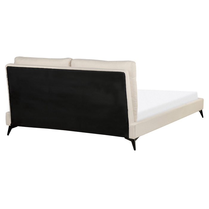 Beliani-MELLE -Tweepersoonsbed-Lichtbeige-160 x 200 cm-Bouclé