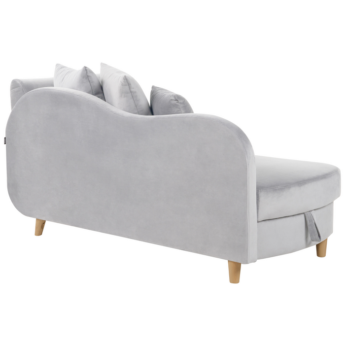 Beliani-MERI II-Chaise longue opberg-Lichtgrijs-Rechterzijde-Fluweel
